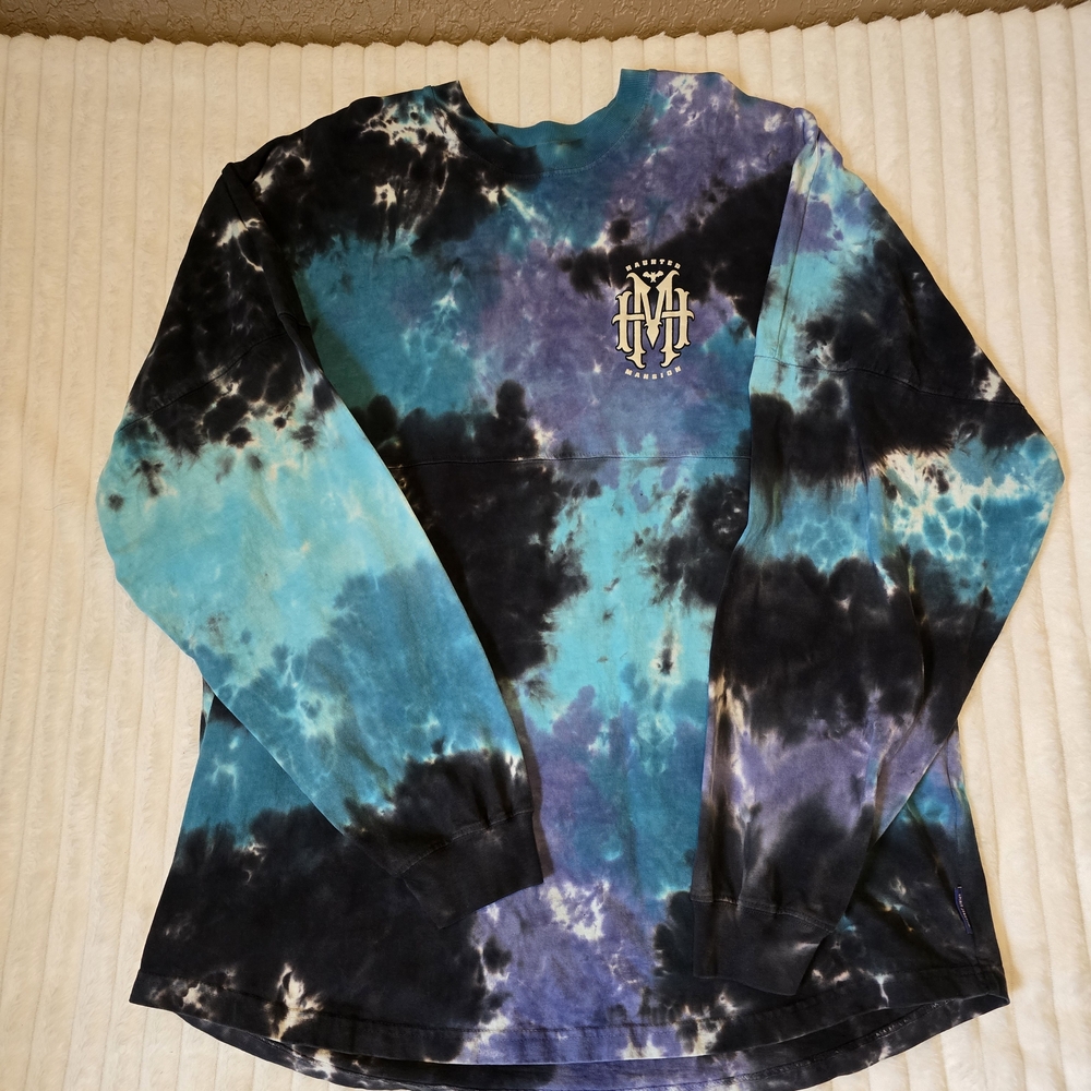 Haunted Mansion Disney Blue and Black Tie-Dye Shirt
